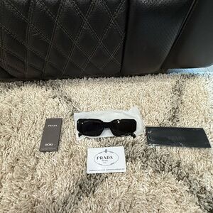 Prada Black Rectangular Sunglasses for Women and Men